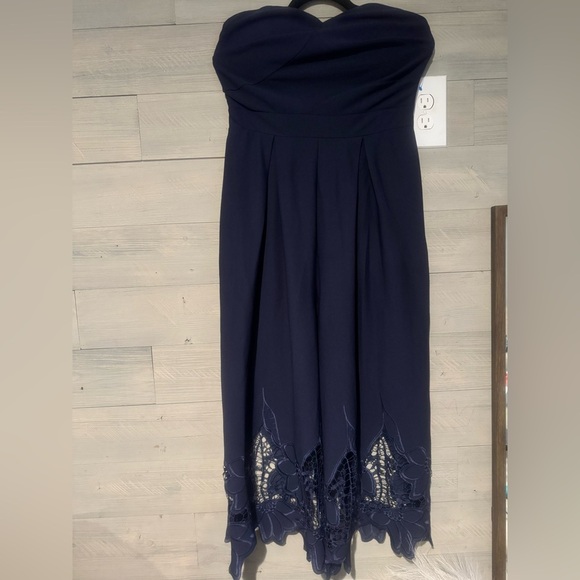 Bailey Blue Navy Strapless Jumpsuit with Floral Lace - Picture 7 of 10